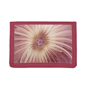 Abstract Flower Fractal Art & Shades of Burgundy Tri-fold Wallet