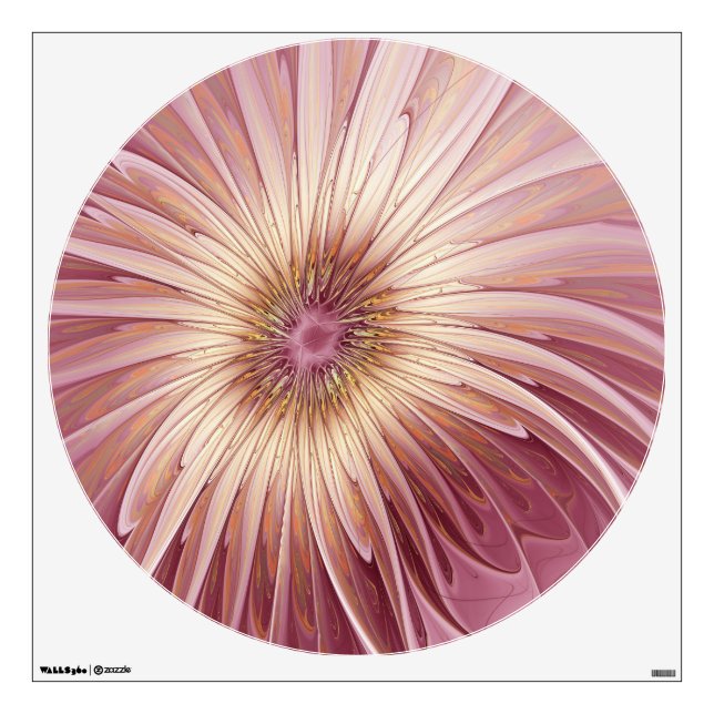Abstract Flower Fractal Art & Shades of Burgundy Wall Decal (Front)