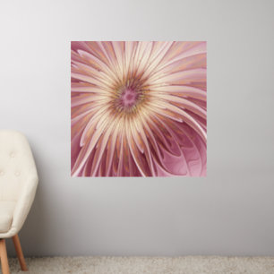 Abstract Flower Fractal Art & Shades of Burgundy Wall Decal