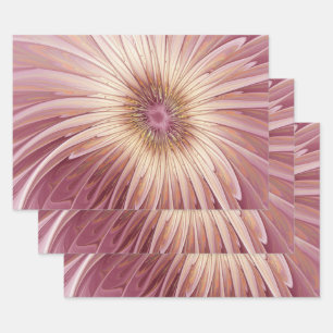 Abstract Flower Fractal Art & Shades of Burgundy Wrapping Paper Sheets