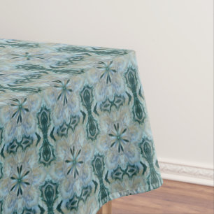 Abstract Flower Fractal Teal White Blue Gray Tablecloth