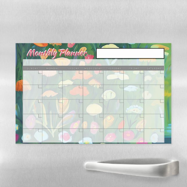 Abstract flower garden monthly planner magnetic dry erase sheet (In Situ)