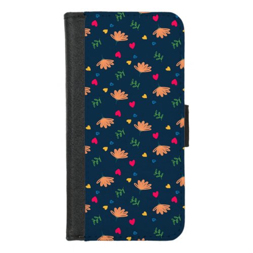 Abstract flower leaf seamless pattern iPhone 87 wallet case