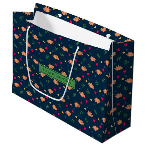 Abstract flower leaf seamless pattern large gift bag