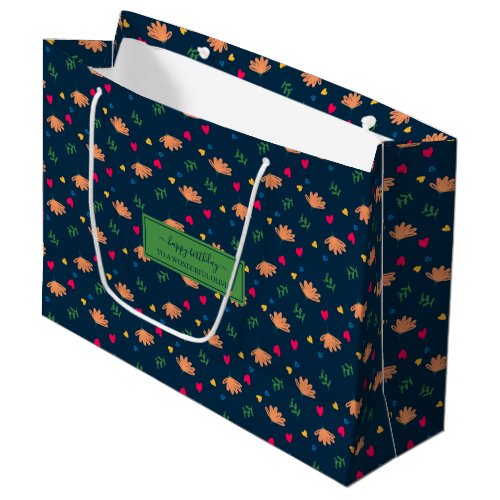 Abstract flower leaf seamless pattern large gift bag