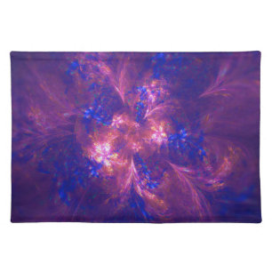 Abstract Flower Light Purple And Blue Patterns Mix Cloth Placemat