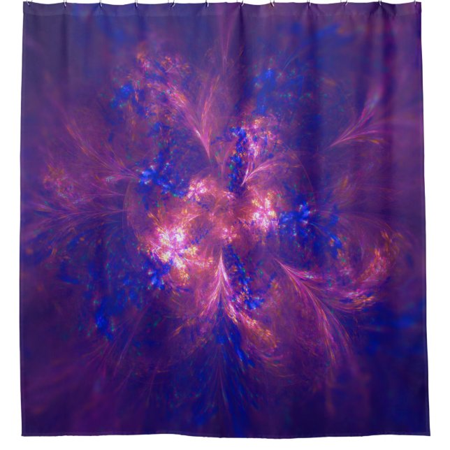 Abstract Flower Light Purple And Blue Patterns Mix Shower Curtain (Front)