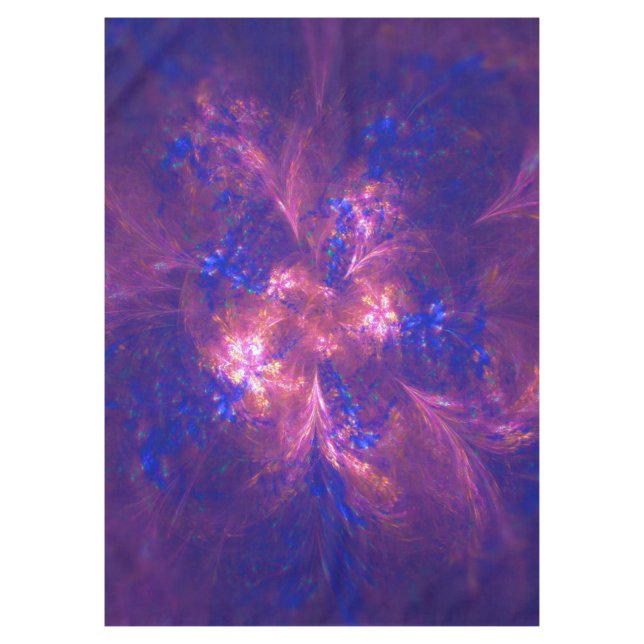 Abstract Flower Light Purple And Blue Patterns Mix Tablecloth (Front)