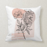 Abstract flower line art pastel pink  throw pillow<br><div class="desc">Abstract line art flower on pastel pink background.</div>