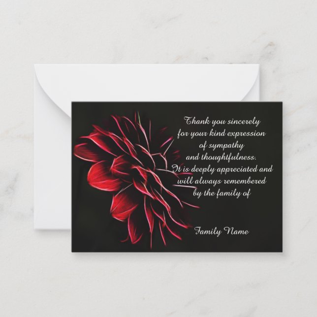 Abstract Flower On After Funeral Thank You Cards (Front)