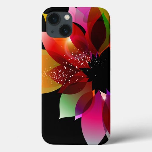 Abstract Flower on Black iPhone 13 Case