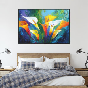 Abstract Flower Paintings – Modern Floral Canvas W Print
