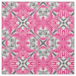 Abstract Flower Petals Fuchsia Pink and Gray   Fabric