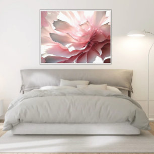 Abstract Flower Petals in Pink, Grey and White Canvas Print