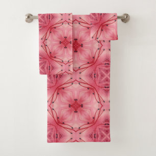 Abstract Flower Petals in Soft Coral Pink Bath Towel Set