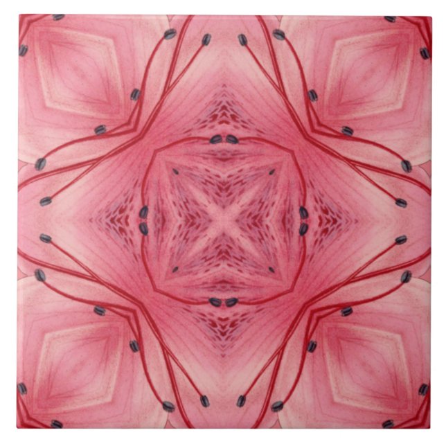 Abstract Flower Petals in Soft Coral Pink  Ceramic Tile (Front)