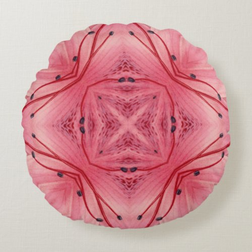 Abstract Flower Petals in Soft Coral Pink  Round Pillow