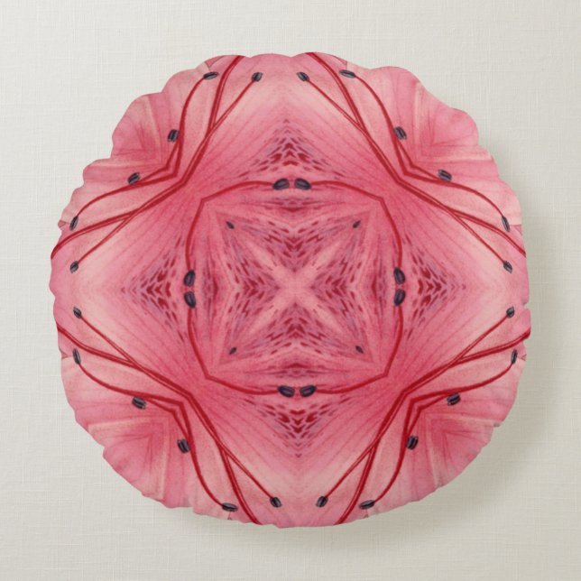 Abstract Flower Petals in Soft Coral Pink  Round Pillow (Front)