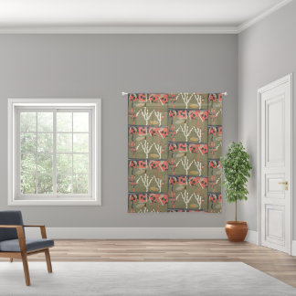 Abstract flower poppy artwork sheer curtains