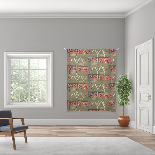 Abstract flower poppy artwork sheer curtains (Wide)