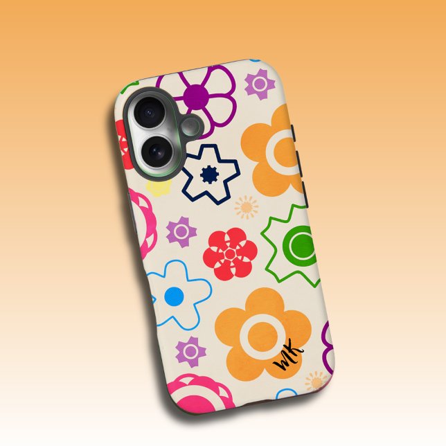 Abstract Flower Power Monogram  Iphone Case (Creator Uploaded)