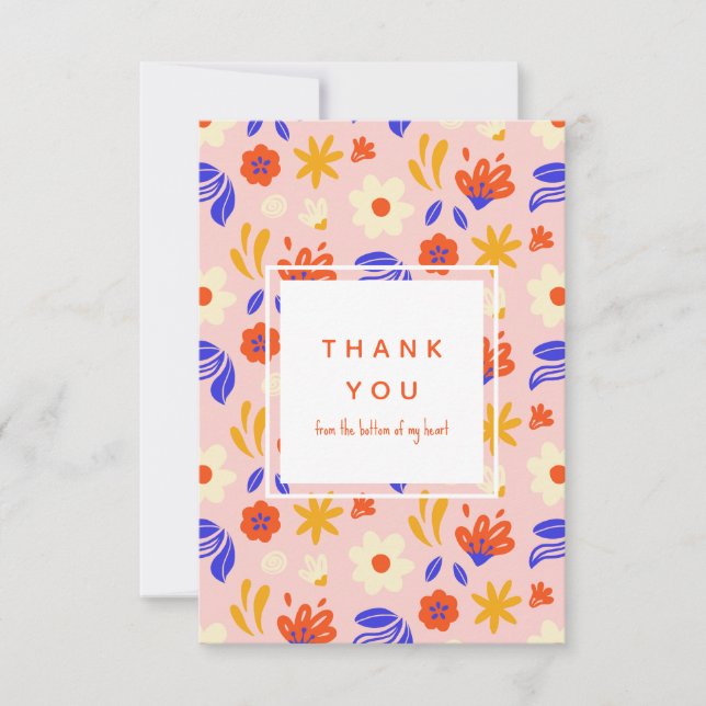 Abstract Flower Power Thank You Card (Front)