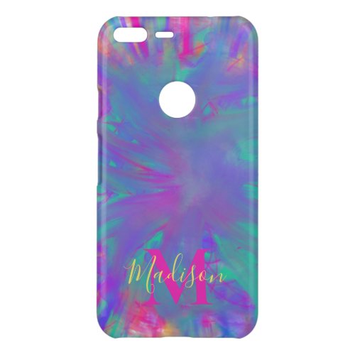 Abstract Flower Purple Teal Monogram OtterBox iPho Uncommon Google Pixel XL Case