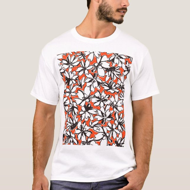 Abstract Flower Seamless Pattern Material T-Shirt (Front)