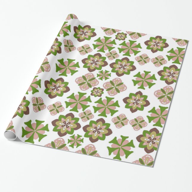 Abstract flower seamless pattern wrapping paper (Unrolled)