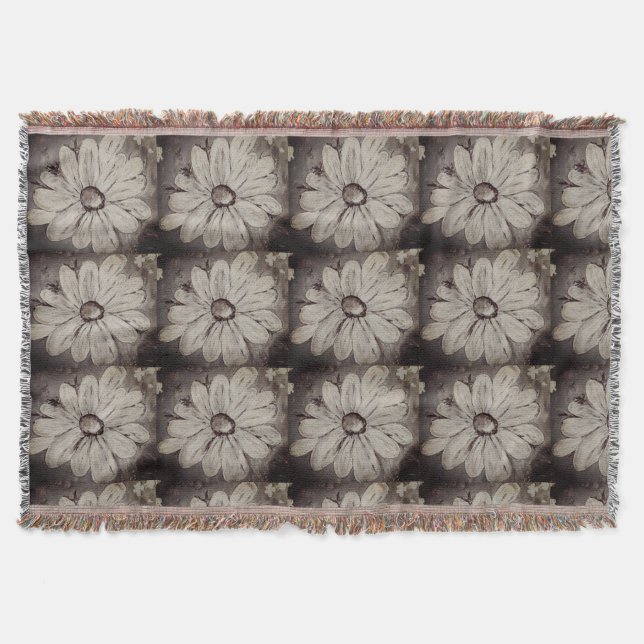 Abstract Flower Throw Blanket (Front)
