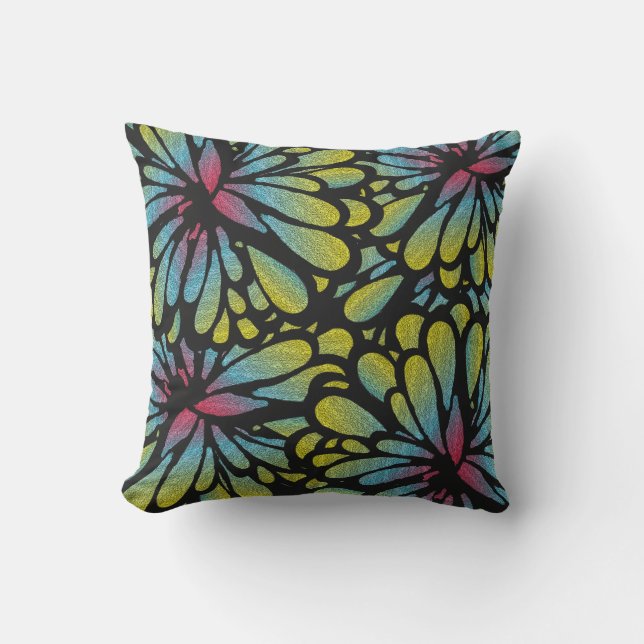 Abstract Flower Throw Pillow (Front)