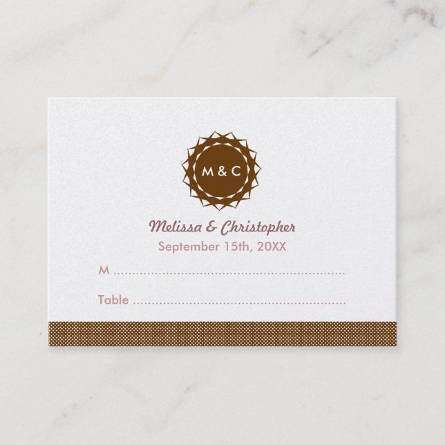 Abstract Flower Wedding Escort Place Card (Front)