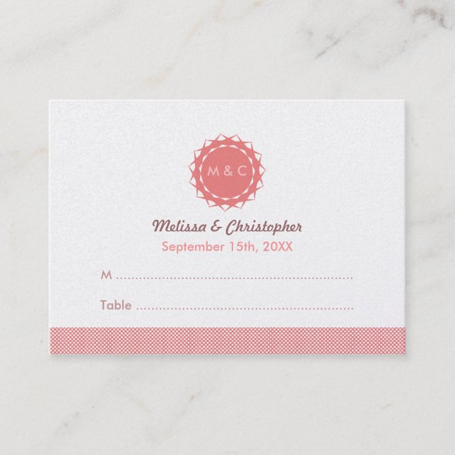 Abstract Flower Wedding Escort Place Card (Front)