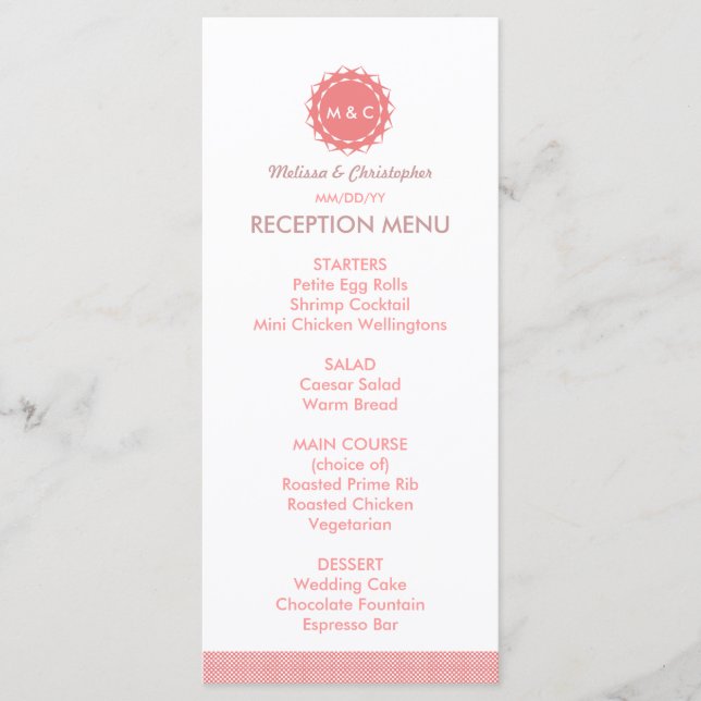 Abstract Flower Wedding Menu / Program (Front)