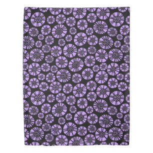 Abstract Flowers 031023 - Easter Purple on Black Duvet Cover