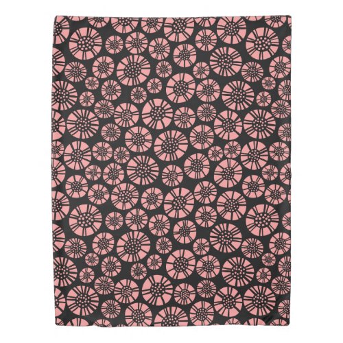 Abstract Flowers 031023 _ Soft Pink on Black Duvet Cover