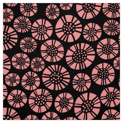 Abstract Flowers 031023 - Soft Pink on Black Fabric