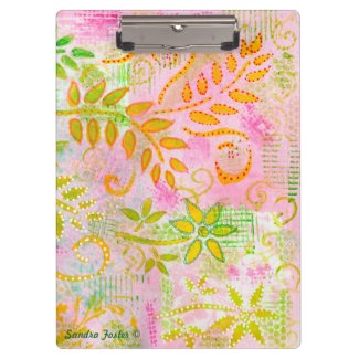 Abstract Flowers and Leaves Cliboard Clipboard