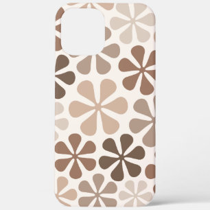 Abstract Flowers (B) Brown Taupe Cream iPhone 12 Pro Max Case