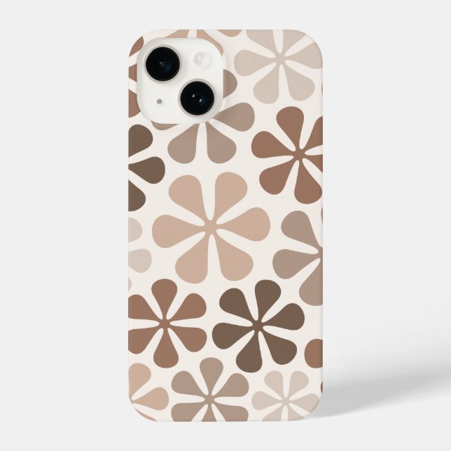 Abstract Flowers (B) Brown Taupe Cream iPhone Case (Back)