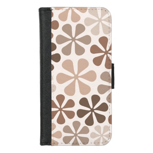 Abstract Flowers B Brown Taupe Cream iPhone 87 Wallet Case
