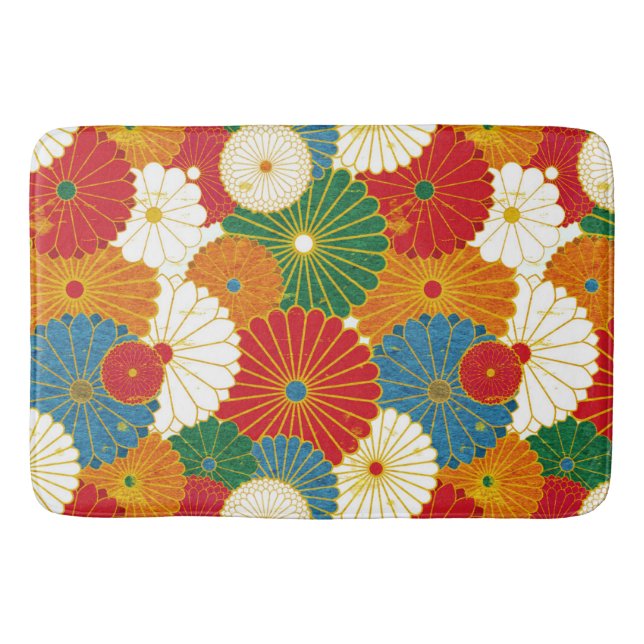 Abstract Flowers Bath Mat (Front)