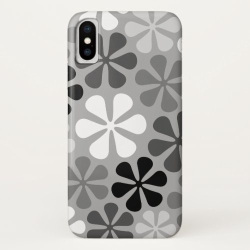 Abstract Flowers Black White Grey iPhone XS Case