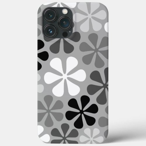 Abstract Flowers Black White Grey iPhone 13 Pro Max Case