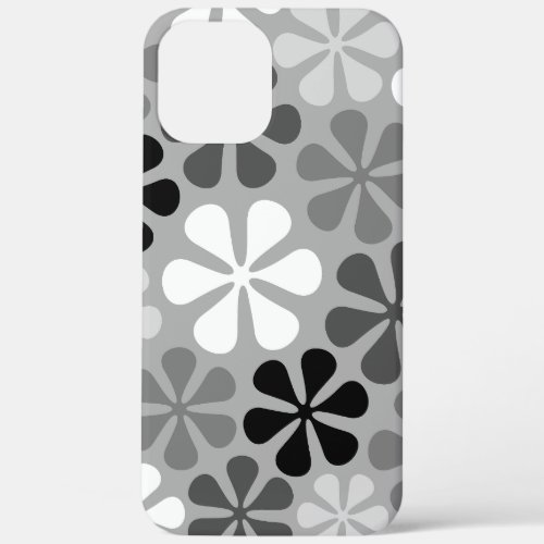 Abstract Flowers Black White Grey iPhone 12 Pro Max Case