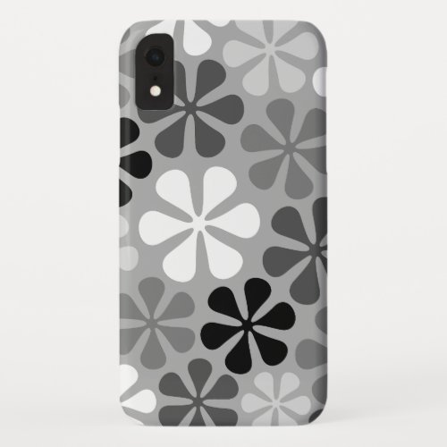 Abstract Flowers Black White Grey iPhone XR Case