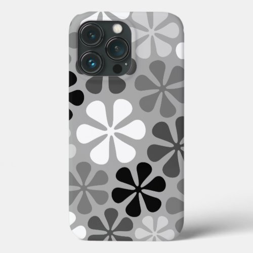 Abstract Flowers Black White Grey iPhone 13 Pro Case
