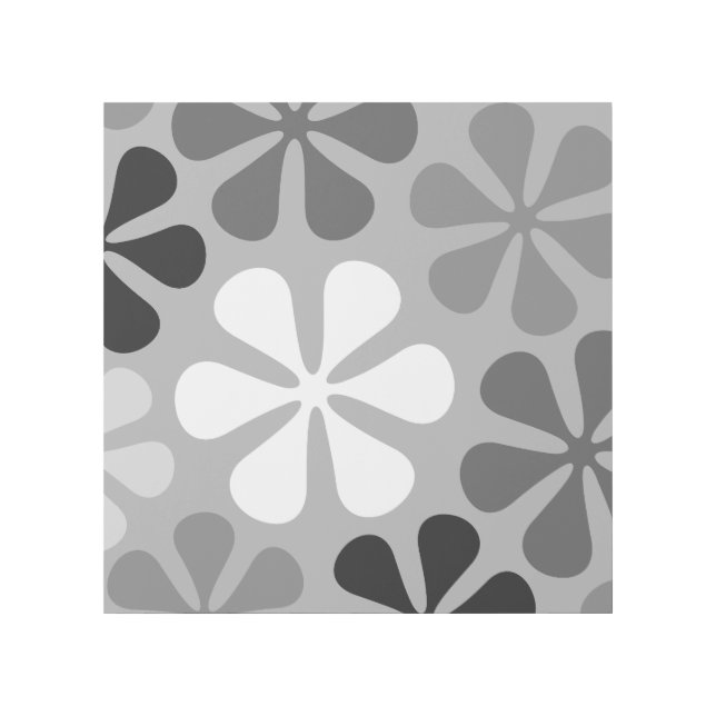 Abstract Flowers Black White Grey Gallery Wrap (Front)