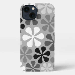 Abstract Flowers Black White Grey iPhone 13 Case