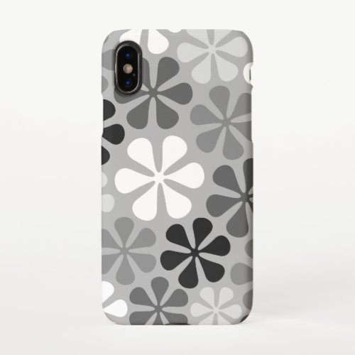 Abstract Flowers Black White Grey iPhone XS Case